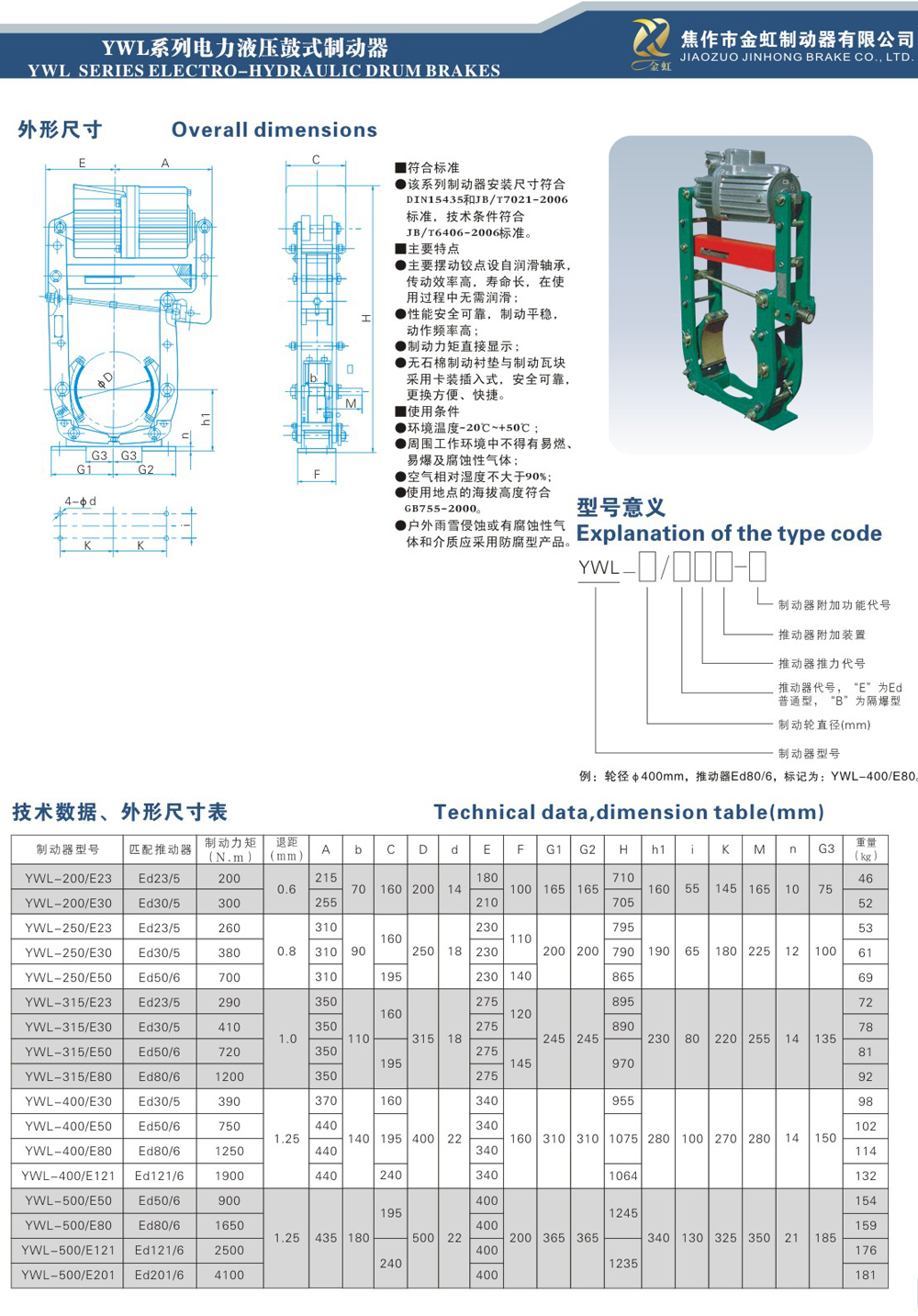 YWL系列電力液壓鼓式制動器-1